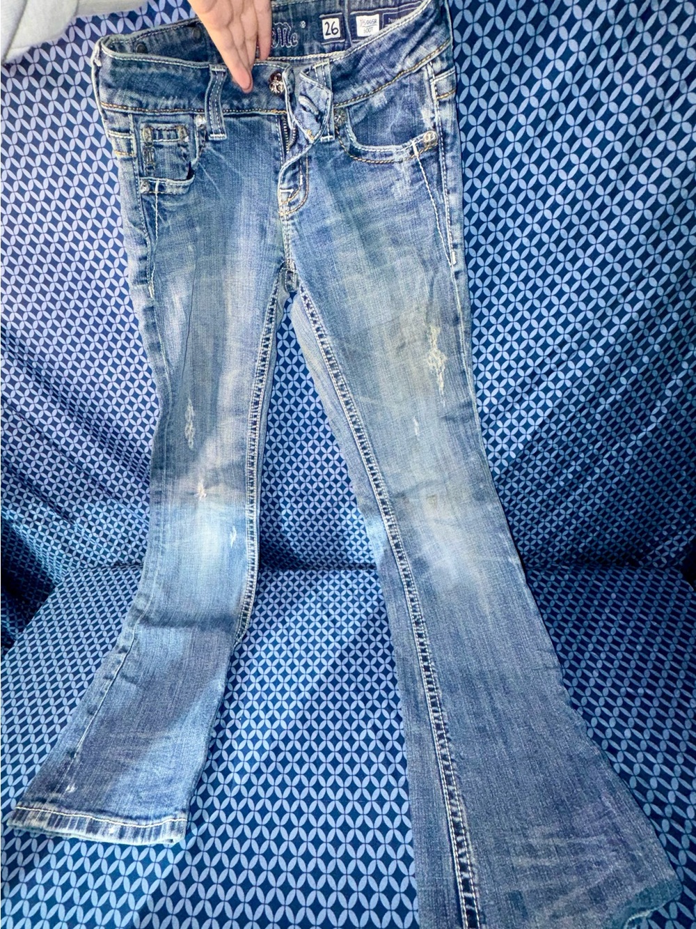 Miss Me Blue Flared Distressed Jeans